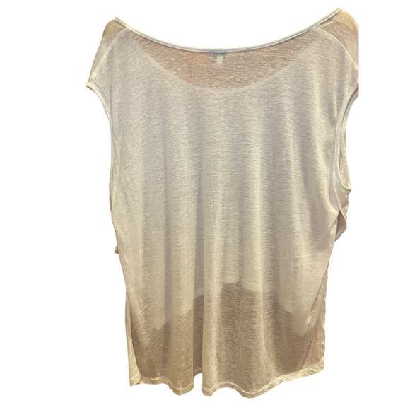Aritzia Wilfred Women's XS/S High Low Cropped Sheer T-Shirt Top‎ White Linen - Picture 11 of 13